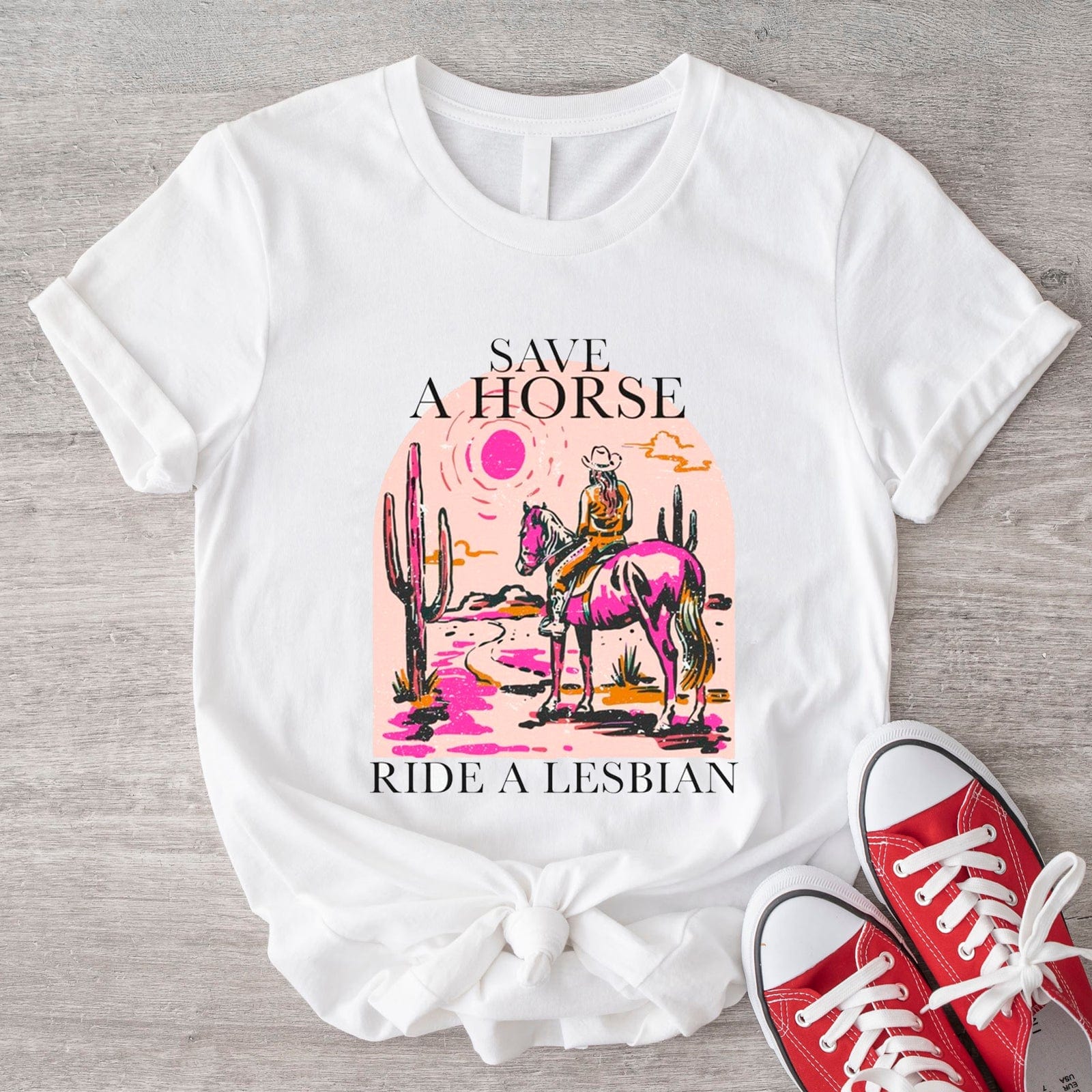 Save A Horse Ride A Lesbian LGBT Cowboy Shirt