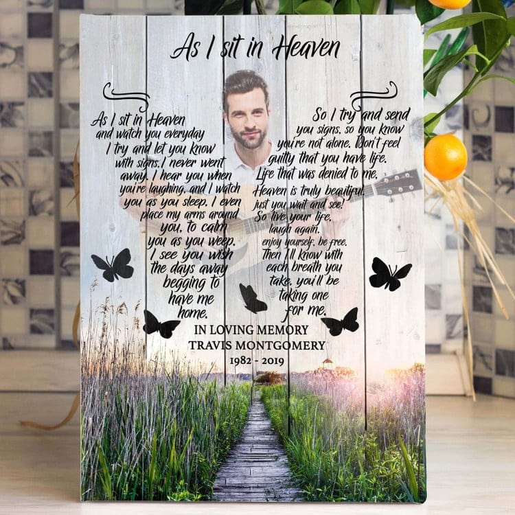 As i sit in Heaven Custom Photo Wall Art Canvas, Poster, Remembarance Gifts