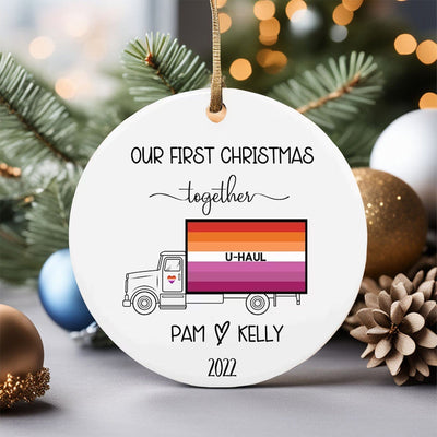 Personalized Our First Christmas Together Lesbian Flag LGBT Pride Christmas Ornament