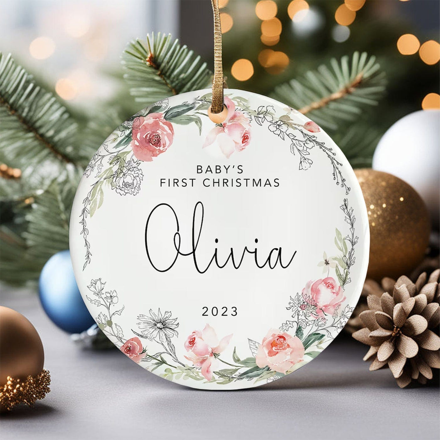 Personalized Baby's First Christmas Ornament, Baby Name Christmas Tree Hanging Ornament