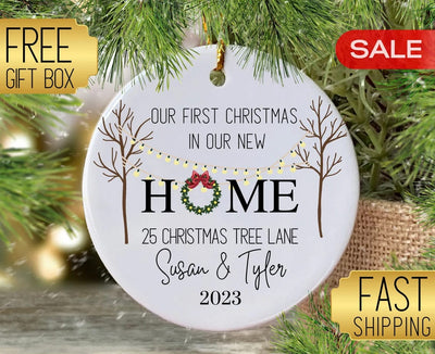 Personalized First Christmas In Our New Home Ornament, New Address Christmas Tree Hanging Ornament