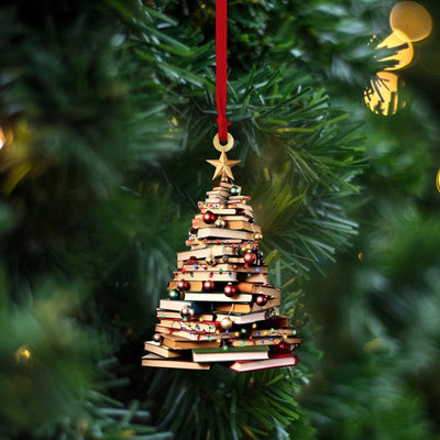 Christmas Book Tree Ornament, Gift for Book Lovers