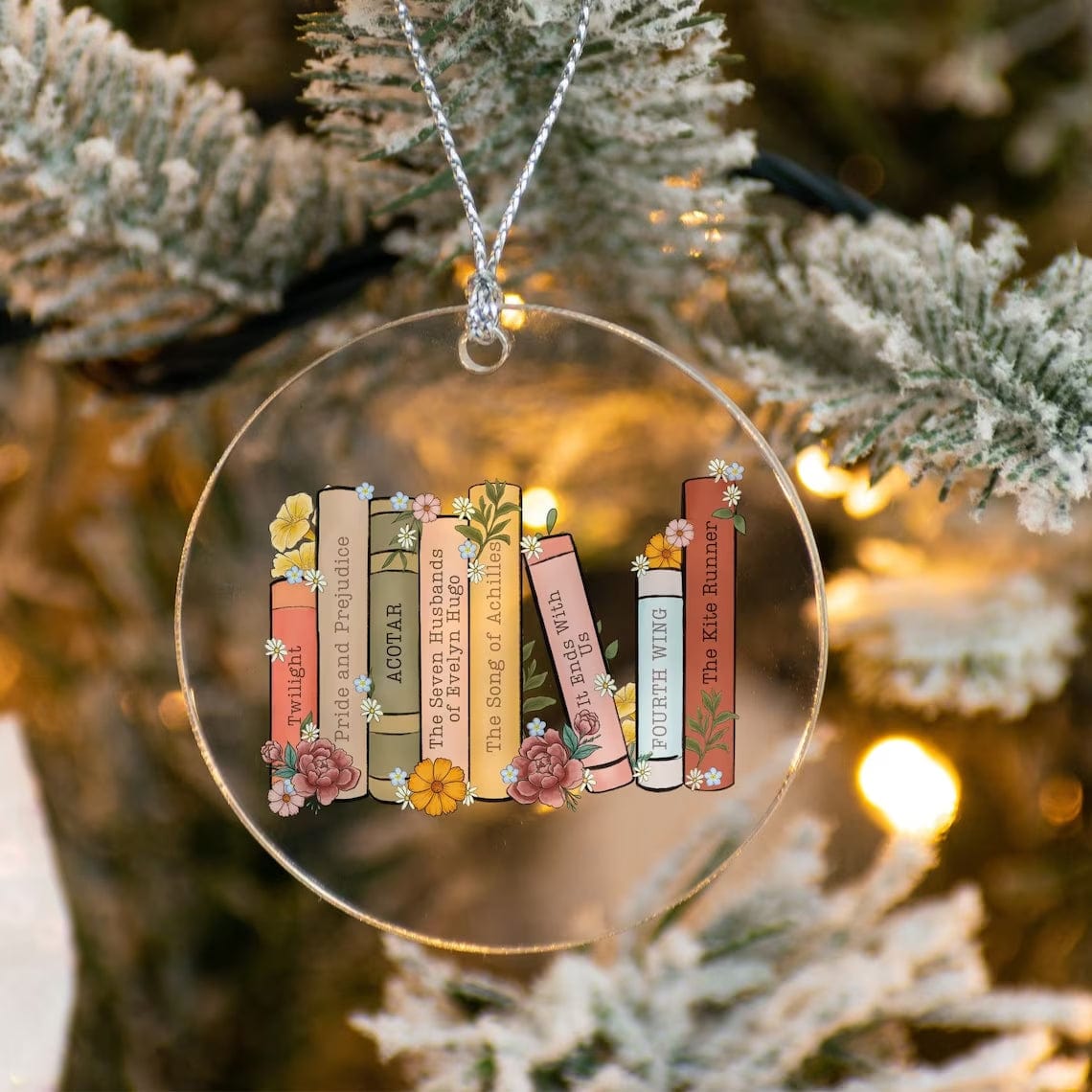 Personalization Book's Name Christmas Tree Ornament, Banned Book Ornament, Gift for Book Lovers