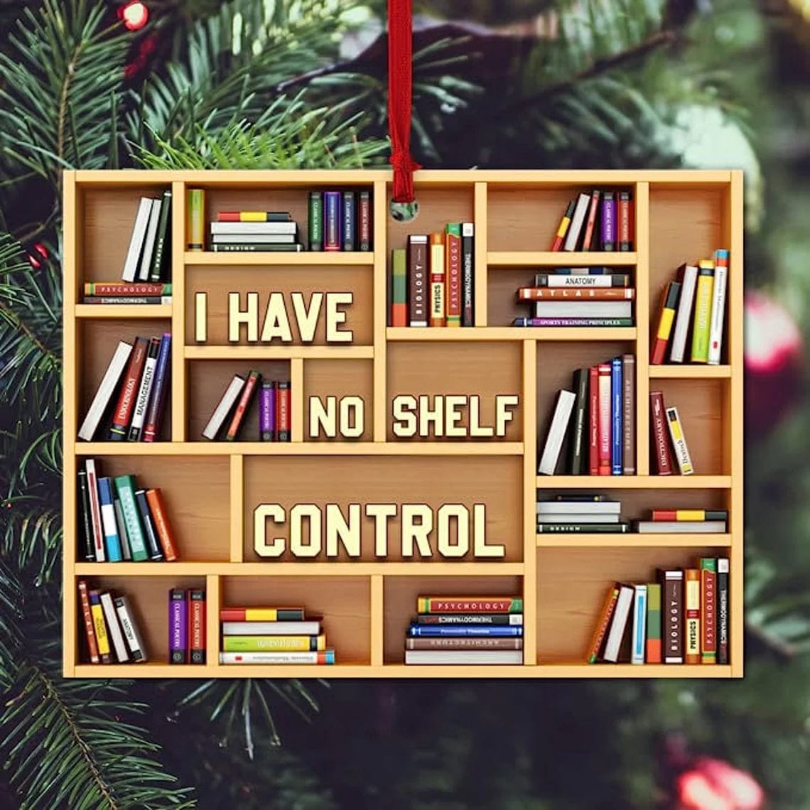 Christmas Book Tree Ornament, I Have No Shelf Control Librarian Ornament, Gift for Book Lovers