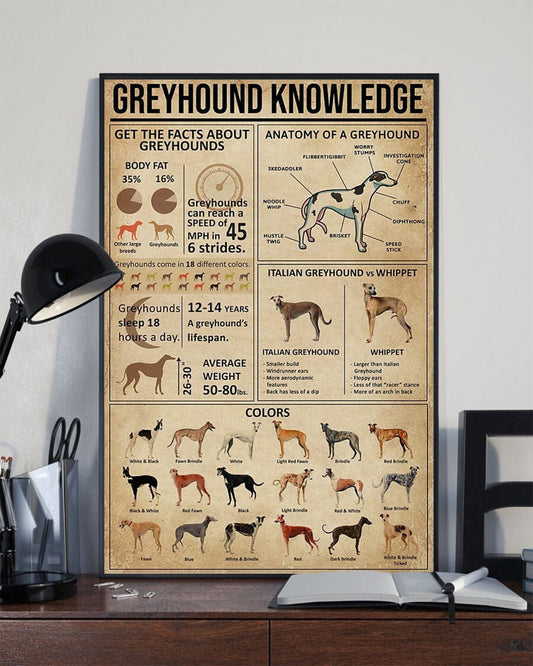 Póster de conocimiento sobre el galgo, lienzo