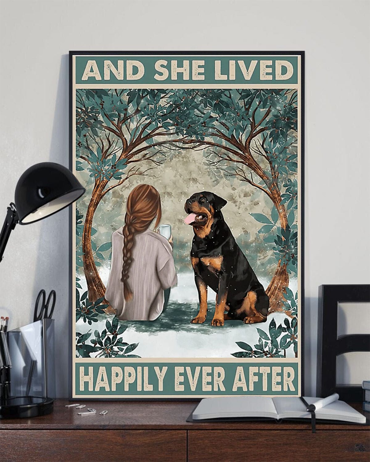 And She Lived Happily Ever After Rottweiler Poster, Canvas