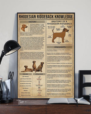 Póster de conocimientos sobre el perro Rhodesian Ridgeback, lienzo