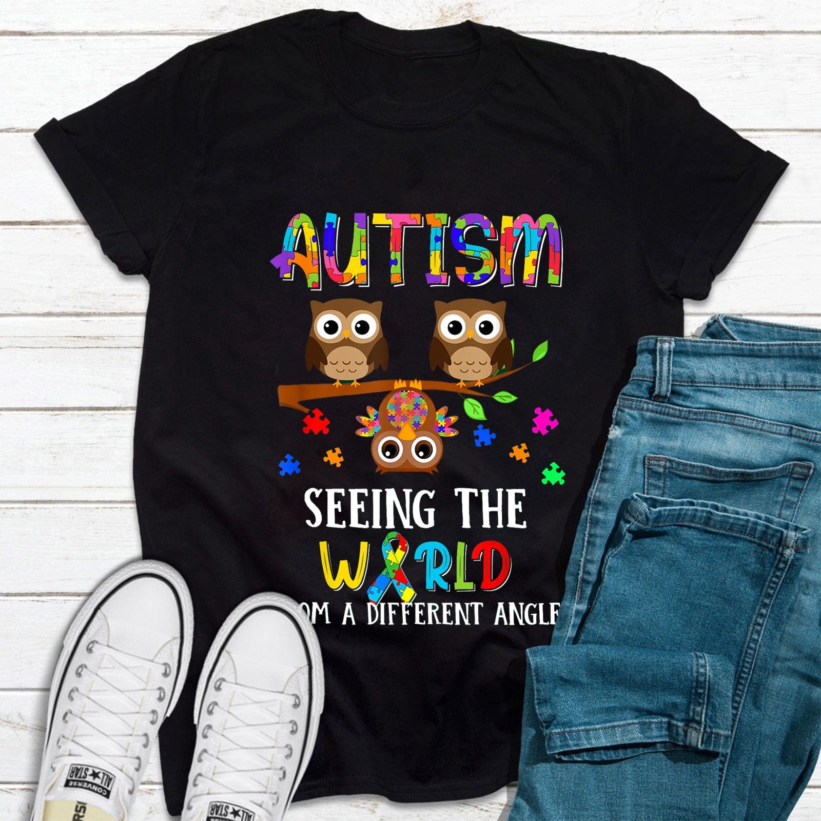 Autism Seeing The World From A Different Angle Owl Shirt