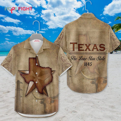 Texas Hawaiian Shirt - Lone Star State & Western Vintage Design