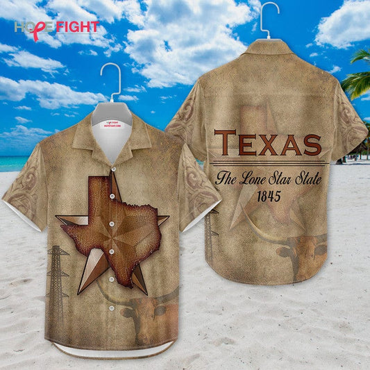 Texas Hawaiian Shirt - Lone Star State & Western Vintage Design
