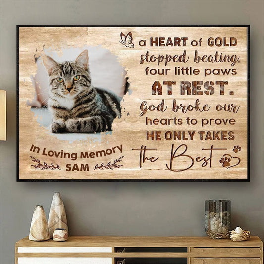 Personalized Cat Memorial Poster, Canvas In Loving Memory, God Broke Our Hearts To Prove