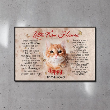 Lienzo conmemorativo personalizado para gatos: Carta del cielo