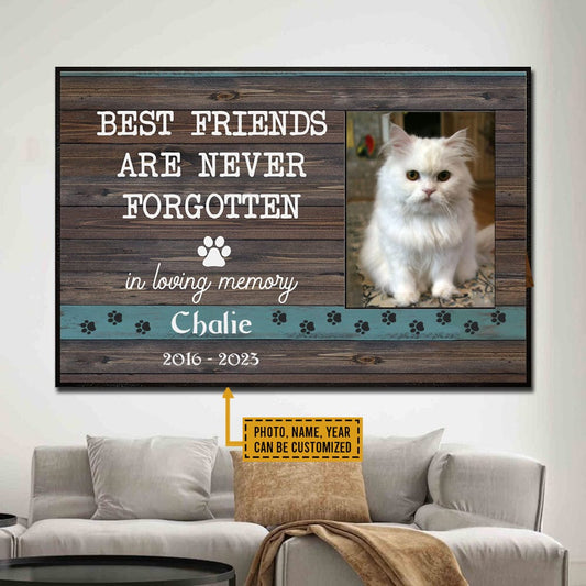 Póster conmemorativo de gato personalizado, lienzo: los mejores amigos nunca se olvidan