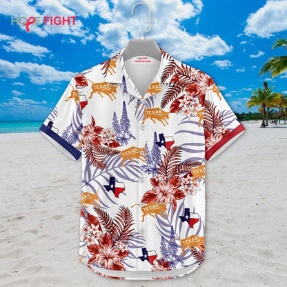 Texas Hawaiian Shirt - Lone Star Flag & Tropical Floral Design