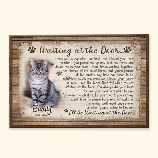 Personalized Cat Memorial Poster, I'll Be Waiting At The Door