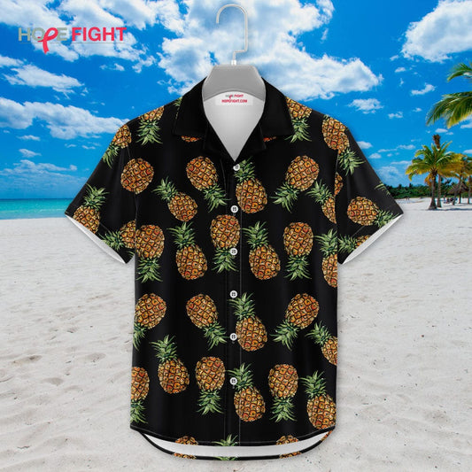 Pineapple Hawaiian Shirt - Black Tropical Fruit Pattern for Summer Vibes