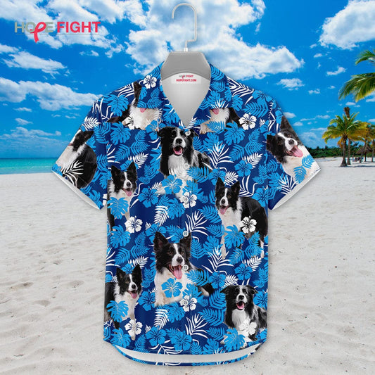Border Collie Hibiscus Hawaiian Shirt