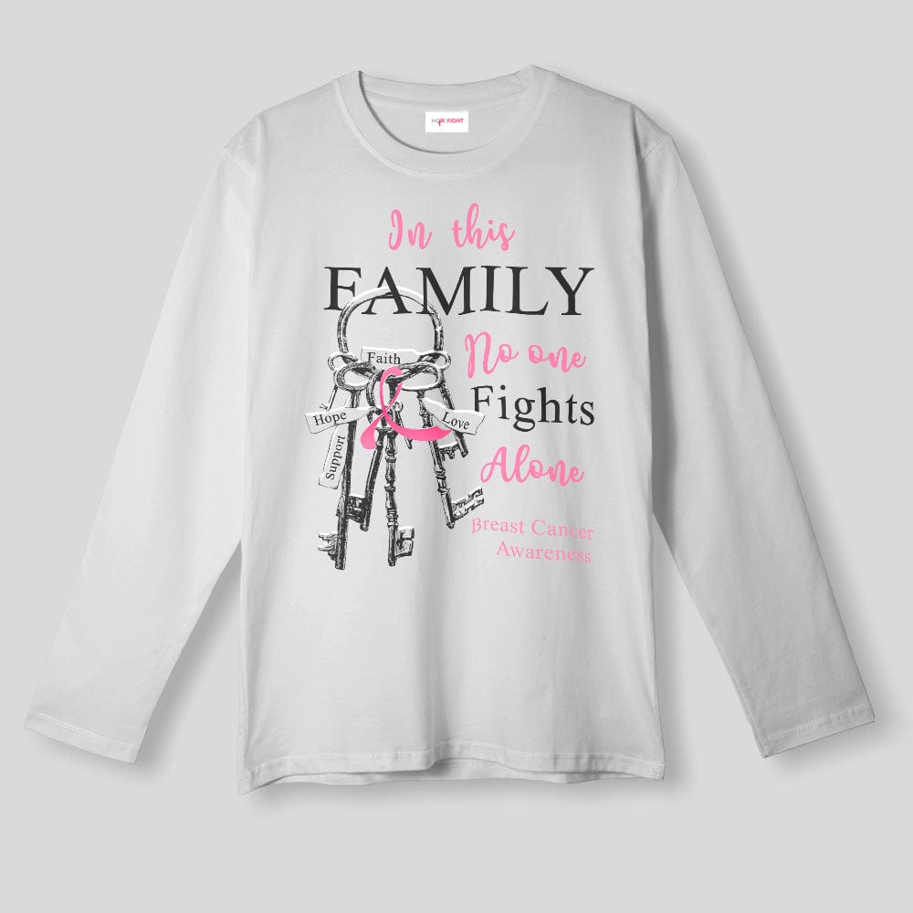 Breast Cancer Awareness Long Sleeve - In This Family No One Fights Alone Tee