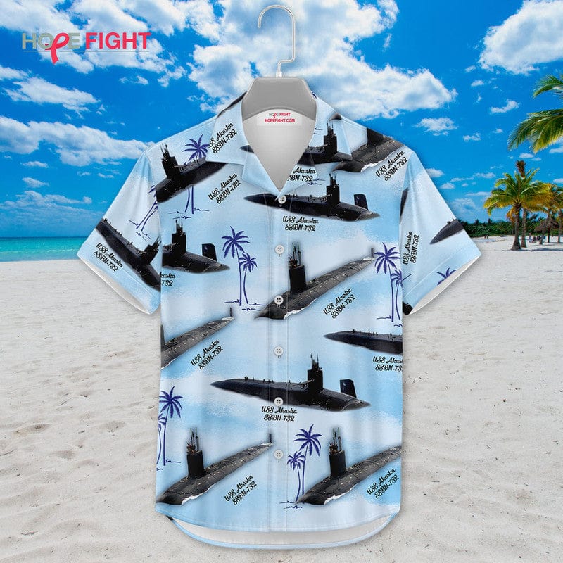 Submarine Hawaiian Shirt - USS Alaska SSBN-732 & Tropical Beach Design