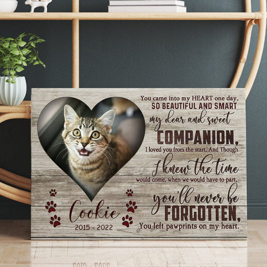 Personalized Cat Memorial Poster, You'll Never Be Forgotten, You Left Pawprints On My Heart