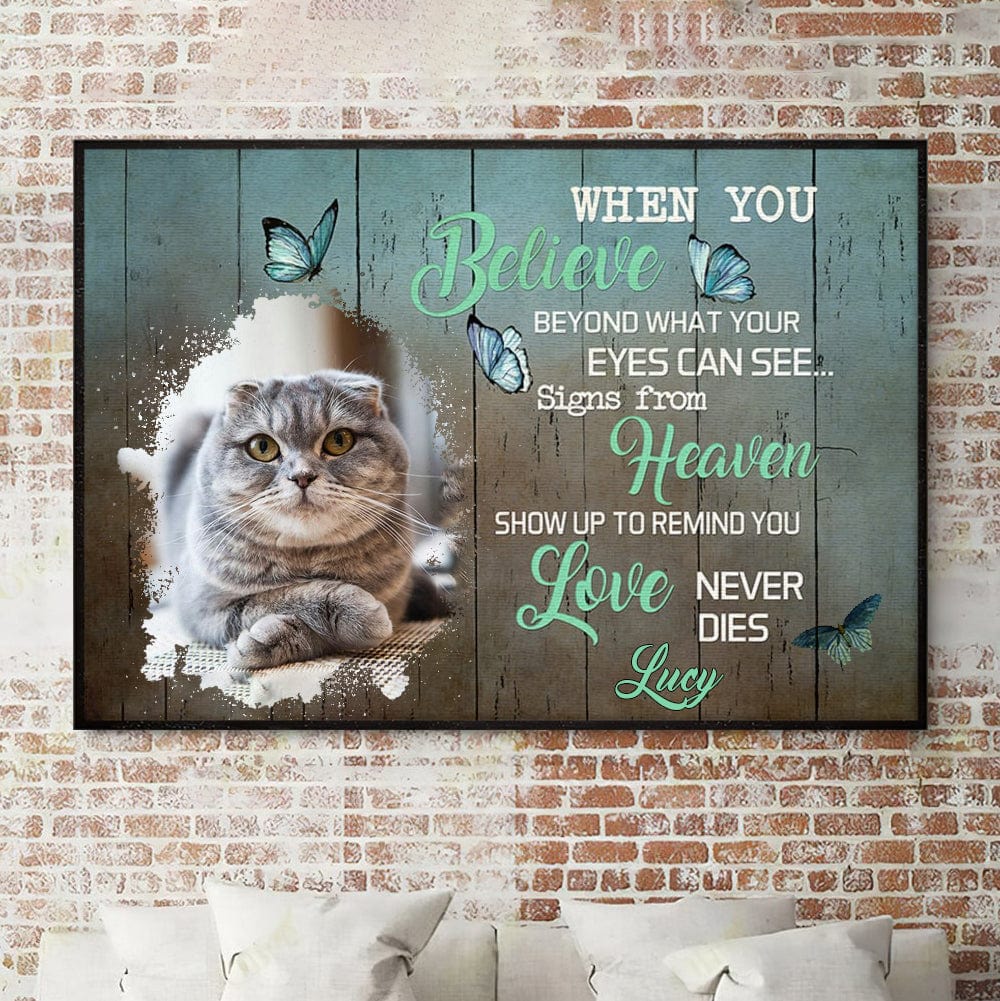 Personalized Cat Memorial Canvas - When You Believe Beyound What Your Eyes Can See