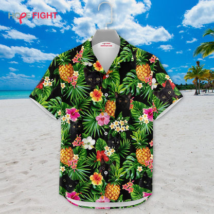 Black Cat Pineapple Hawaiian Shirt