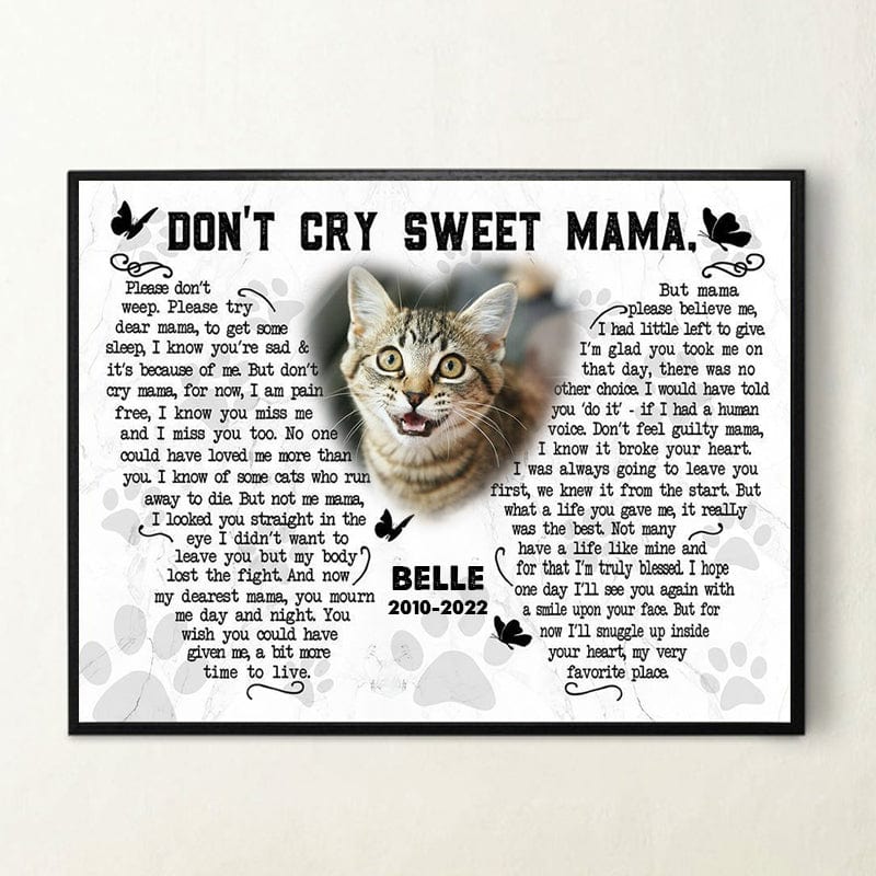 Póster conmemorativo de gato personalizado: No llores, dulce mamá