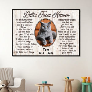 Lienzo conmemorativo personalizado para gatos: Carta del cielo