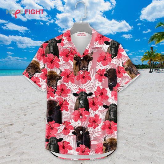 Wild Bison Hibiscus Hawaiian Shirt