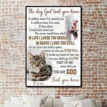 Lienzo conmemorativo personalizado para gatos: el día que Dios te llevó a casa