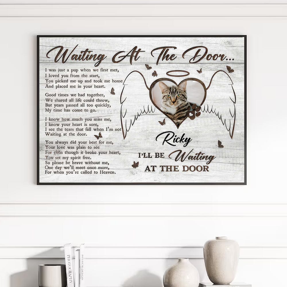 Personalized Cat Memorial Canvas - I'll Be Waiting At The Door