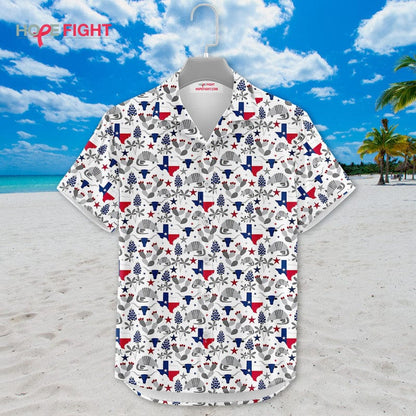Texas Hawaiian Shirt - Lone Star Pattern & State Symbol Design