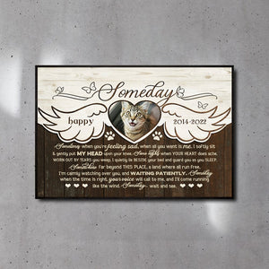 Póster conmemorativo de gato personalizado, lienzo: homenaje a las alas de ángel "Someday We'll Meet Again"