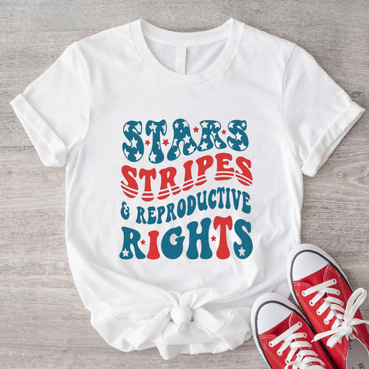 Camiseta con estrellas, rayas y derechos reproductivos