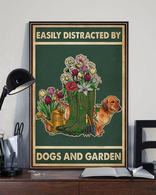 Póster La vida es mejor con perros y jardinería, lienzo