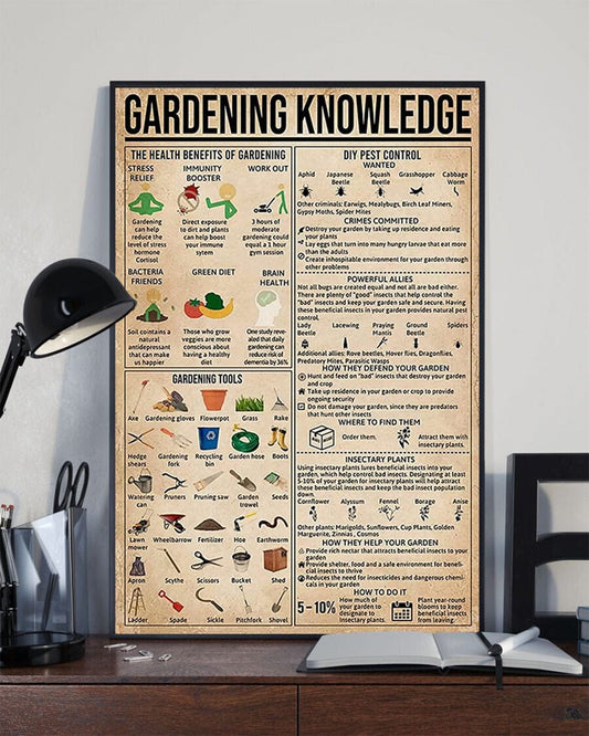 Póster de conocimientos de jardinería, lienzo