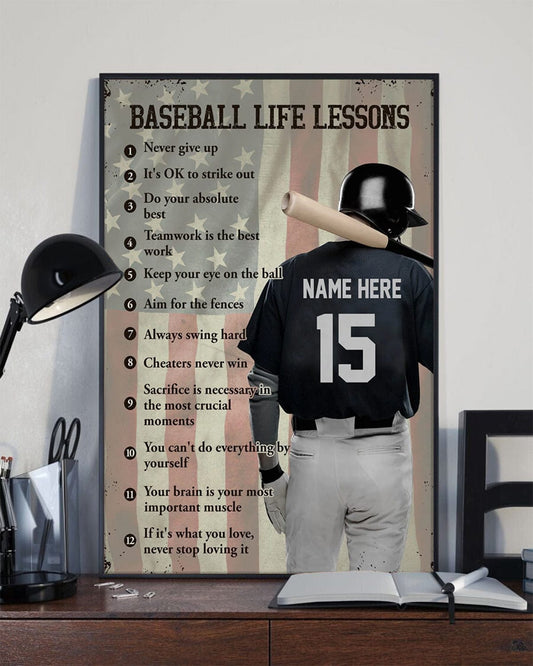 Póster personalizado de lecciones de vida sobre béisbol, lienzo