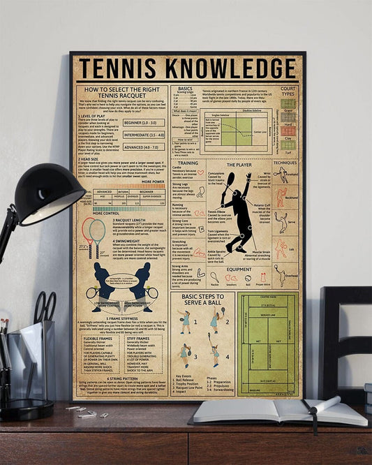 Póster de conocimientos sobre tenis, lienzo