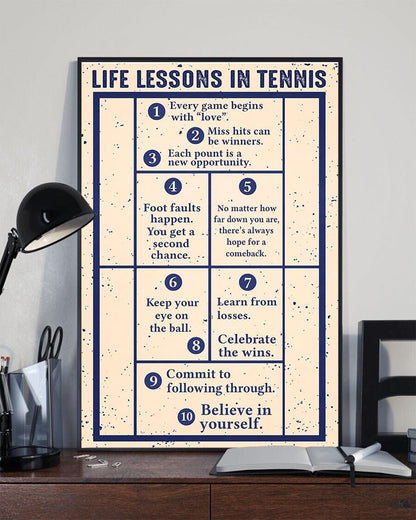 Póster de lecciones de vida sobre tenis, lienzo