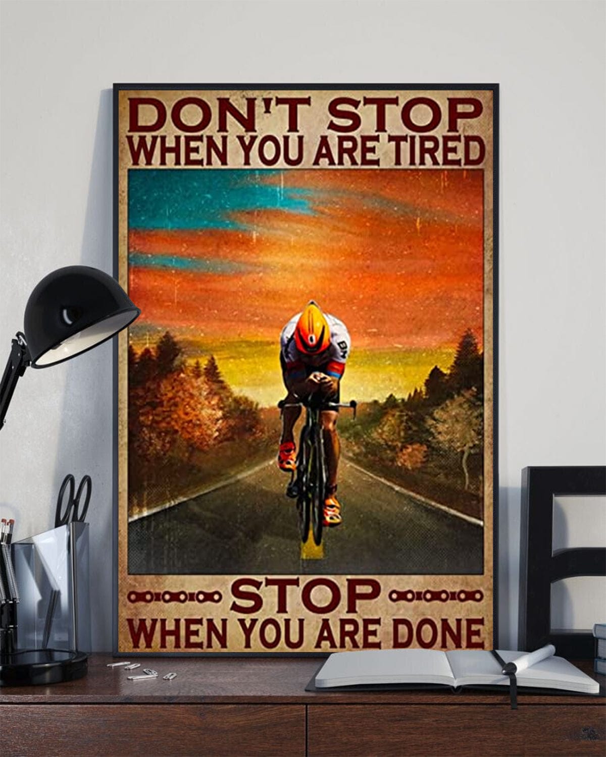 No te detengas cuando estés cansado. Detente cuando hayas terminado. Póster, lienzo de ciclismo