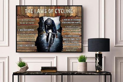 The Laws Of Cycling Funny Biker Poster, Canvas