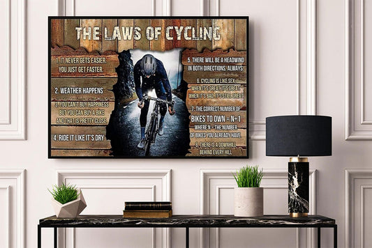 The Laws Of Cycling Funny Biker Poster, Canvas