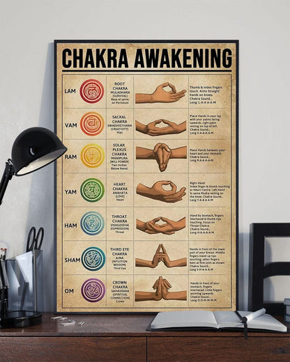 Chakra Awakening Yoga Poster, Canvas