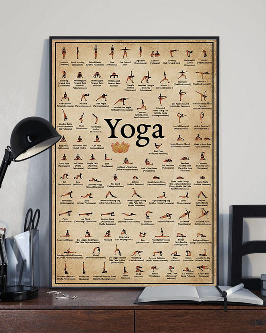 Póster de conocimientos de yoga, lienzo