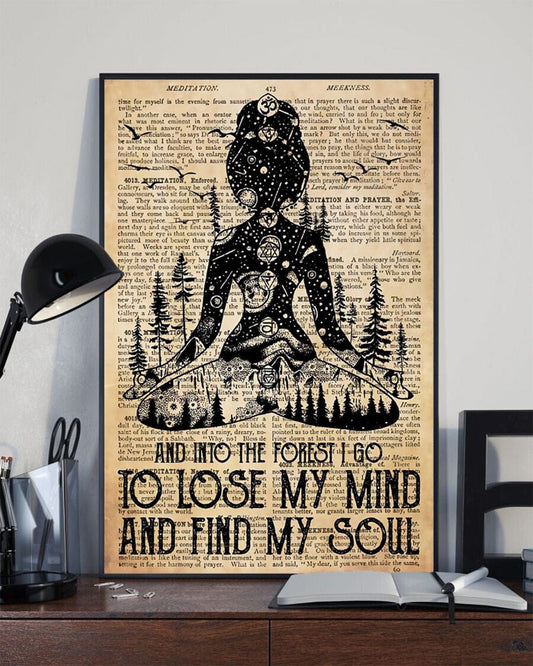 Y voy al bosque para perder la cabeza y encontrar mi alma Yoga Girl Poster, Canvas