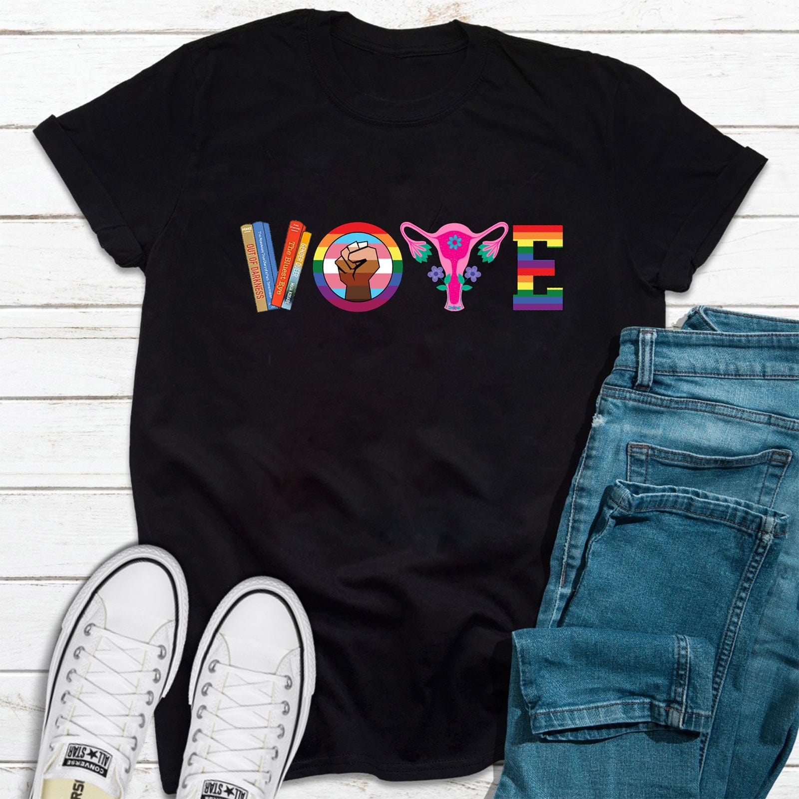 Empowerment Social Justice Icons, Vote Reproductive Rights, LGBT and Banned Book Shirt