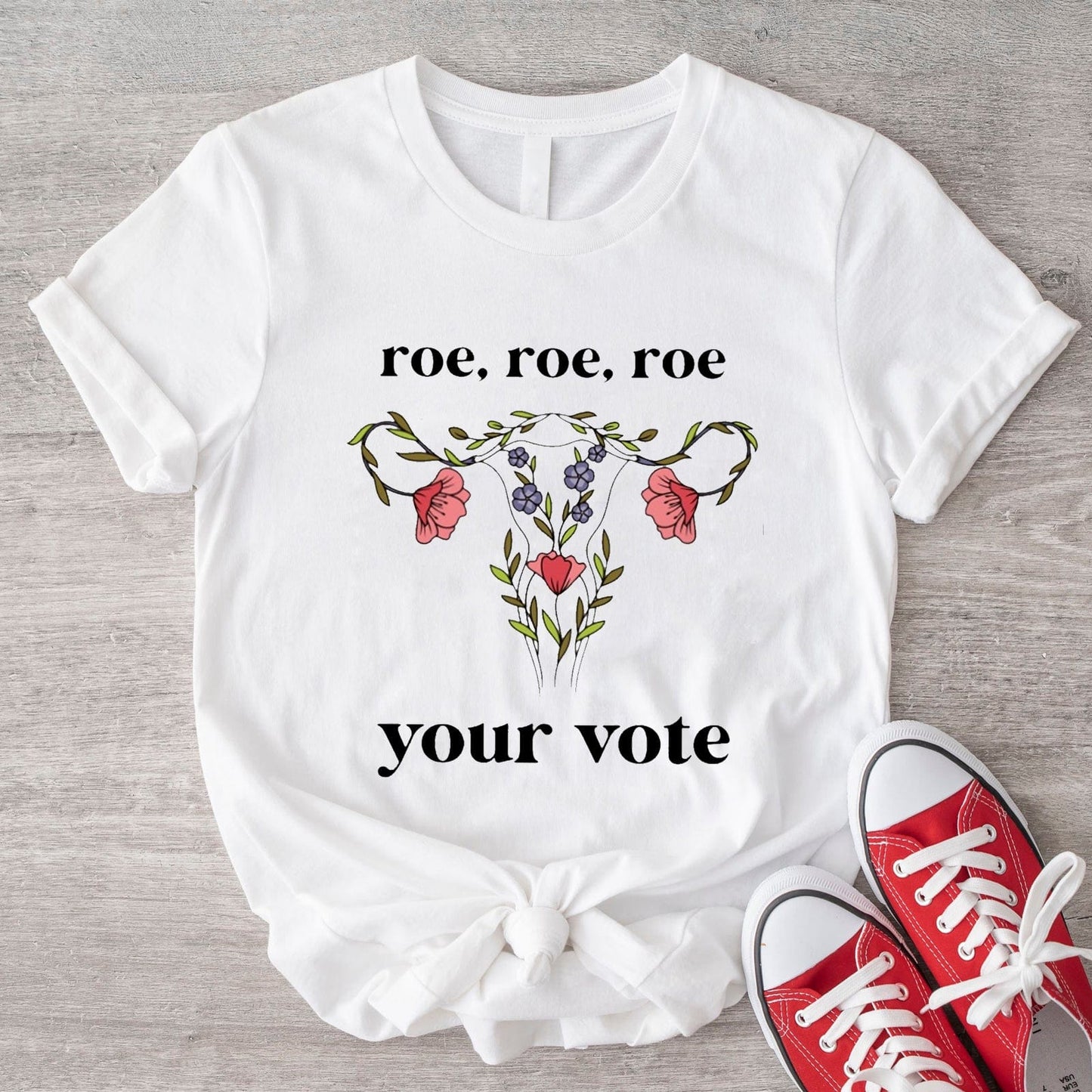 Floral Voting Advocacy Roe, Roe, Roe Your Vote Reproductive Rights Shirt