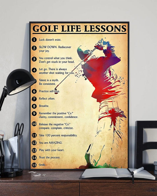 Póster de lecciones de vida de golf, lienzo
