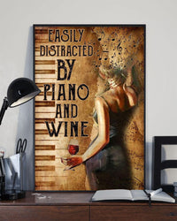 Easily Distracted By Piano And Wine Music Lovers Poster, Canvas