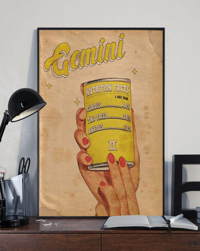 Gemini Nutrition Facts Zodiac Poster, Canvas